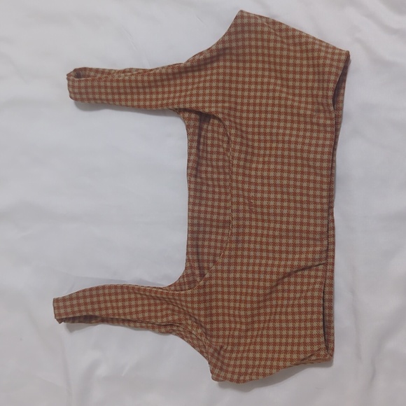 Madewell Square Neck Sports Bra, Color Check Print Size L - Picture 5 of 14